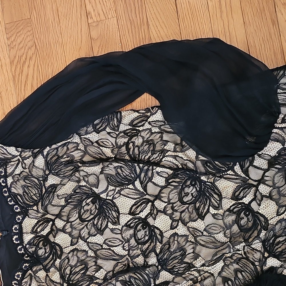 Tadashi Shoji Sheer Sleeve Lace Cocktail Dress - Picture 5 of 15